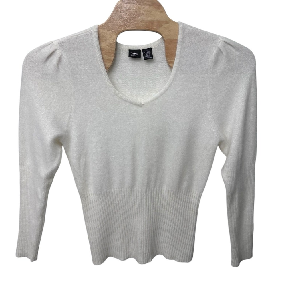 Mossimo Angora Rabbit Hair Ribbed Knit‎ Sweater LS Women's Size XL Ivory NWT